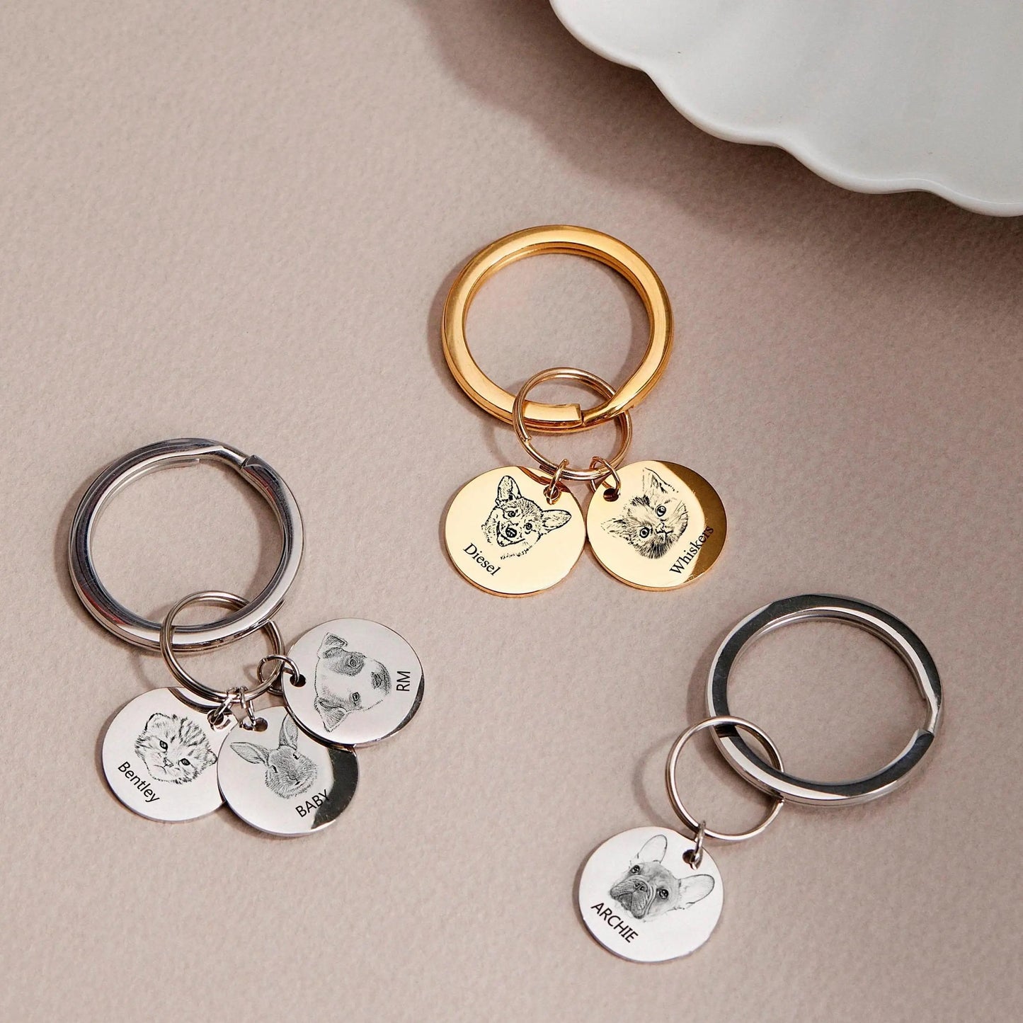 Custom Dog Keychain Personalized Portrait from Photo Engraved Pet Memorial