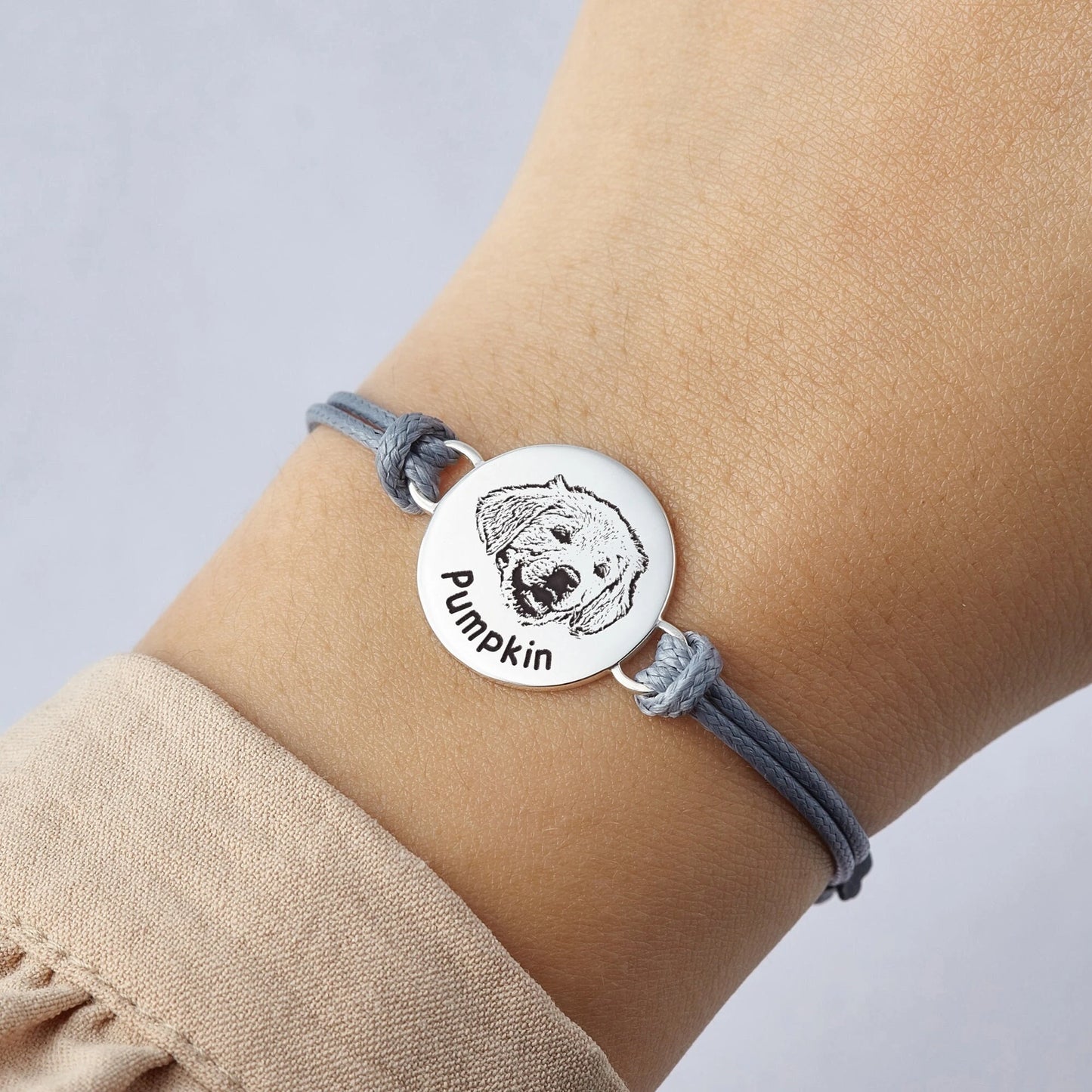 Adjustable Leather Bracelets Custom Pet Portrait Round Pendant