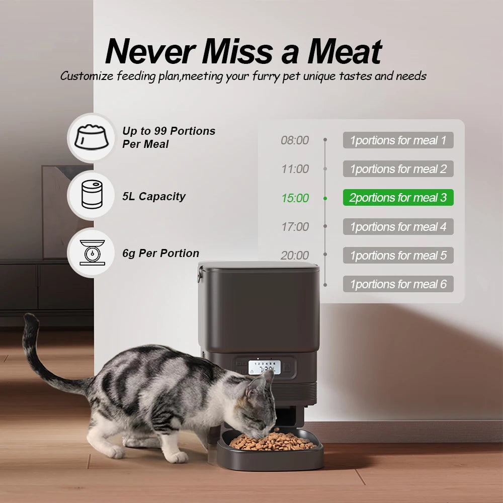 Furpipi Automatic Cat Feeder For Cats Dog Dry Food