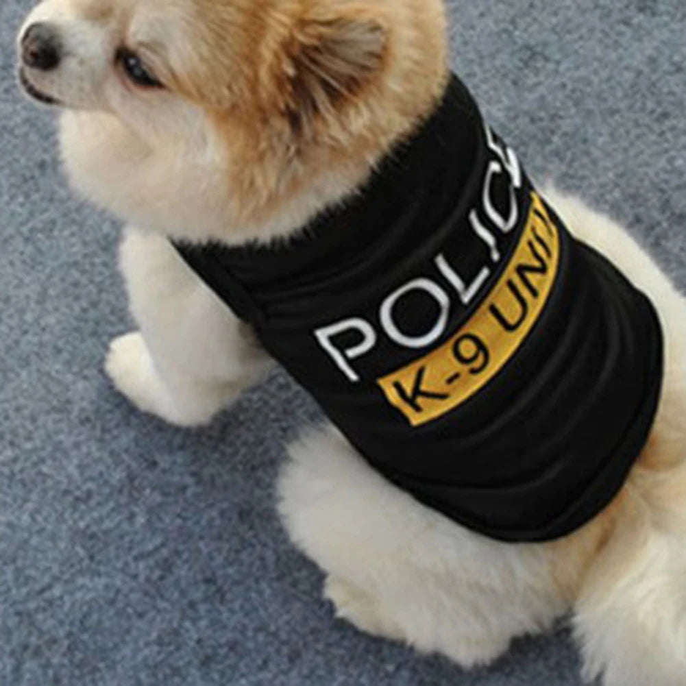 Police Suit Cosplay Dog Clothes Black Elastic Vest