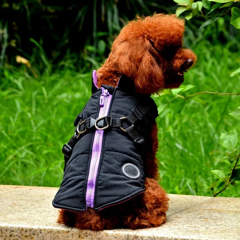 2 In 1 Dog Clothes With Harness Winter Warm Dog Jacket