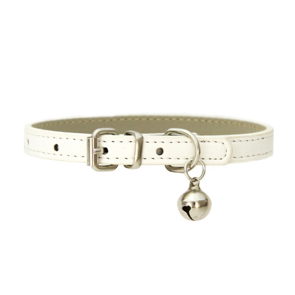 Personalized Cat Collar With Bell Adjustable Leather Necklace