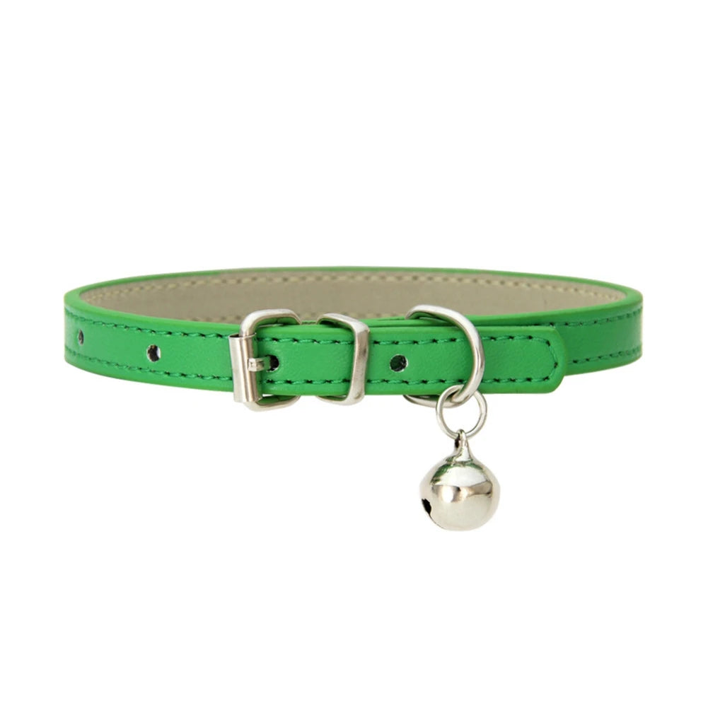 Personalized Cat Collar With Bell Adjustable Leather Necklace