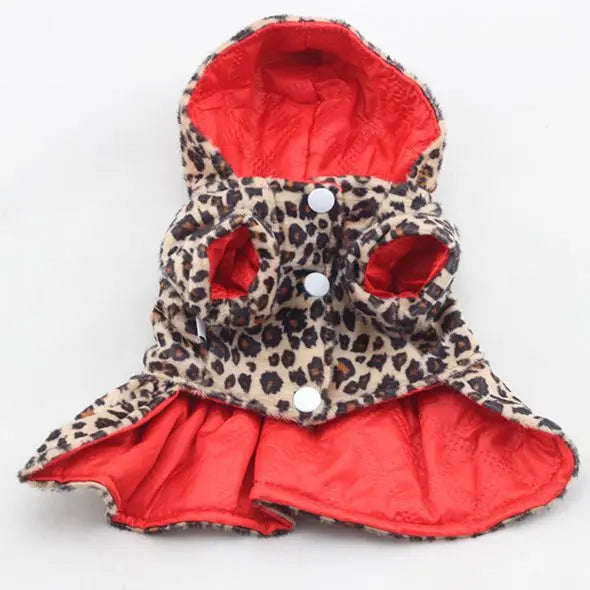 Warm Dog Coats Leopard Pattern Tutu Coat Dress