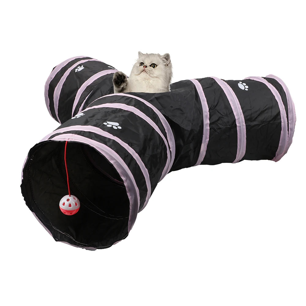 Pet Cat Tunnel Kitten Toys 3 Holes Tunnel
