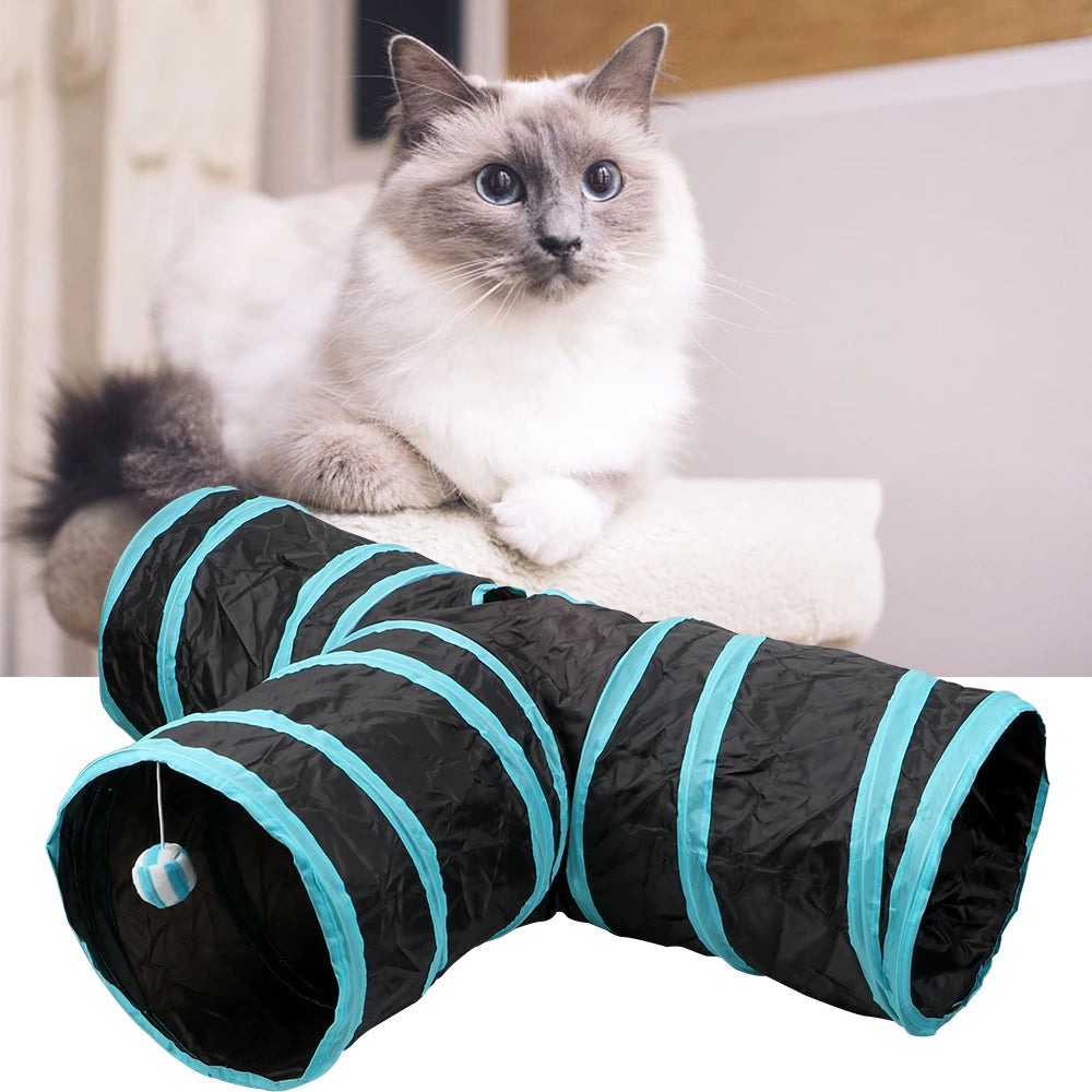 Pet Cat Tunnel Kitten Toys 3 Holes Tunnel