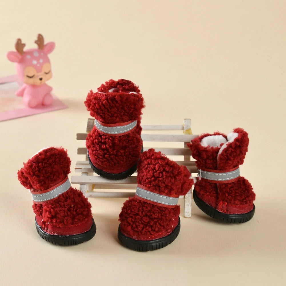4pcs Waterproof Winter Dog Boots Socks Anti-slip