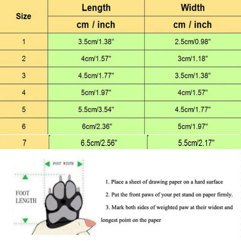 4pcs Waterproof Winter Dog Shoes Anti-slip Rain Snow Boots Footwear