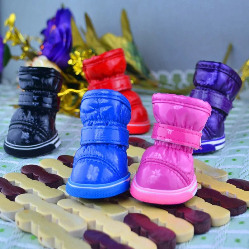 4 Pcs/Sets Winter Dog Shoes Warm Waterproof Snow Boots