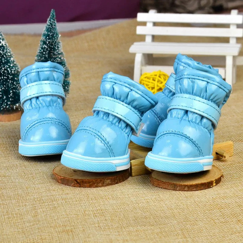 4Pcs/set Winter Dog Shoes For Small Dogs Waterproof Snow Boots