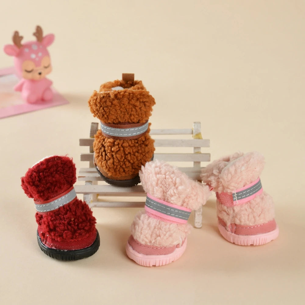 4pcs Waterproof Winter Dog Boots Socks Anti-slip