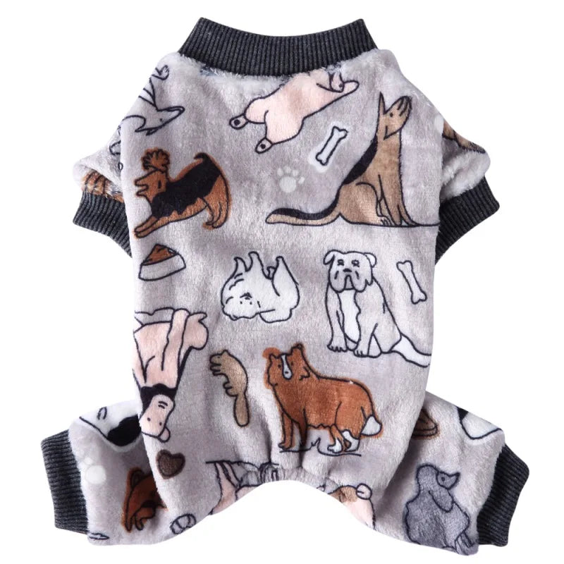 Dog Pajamas Winter Clothes Dot Print Warm Jumpsuits Coat