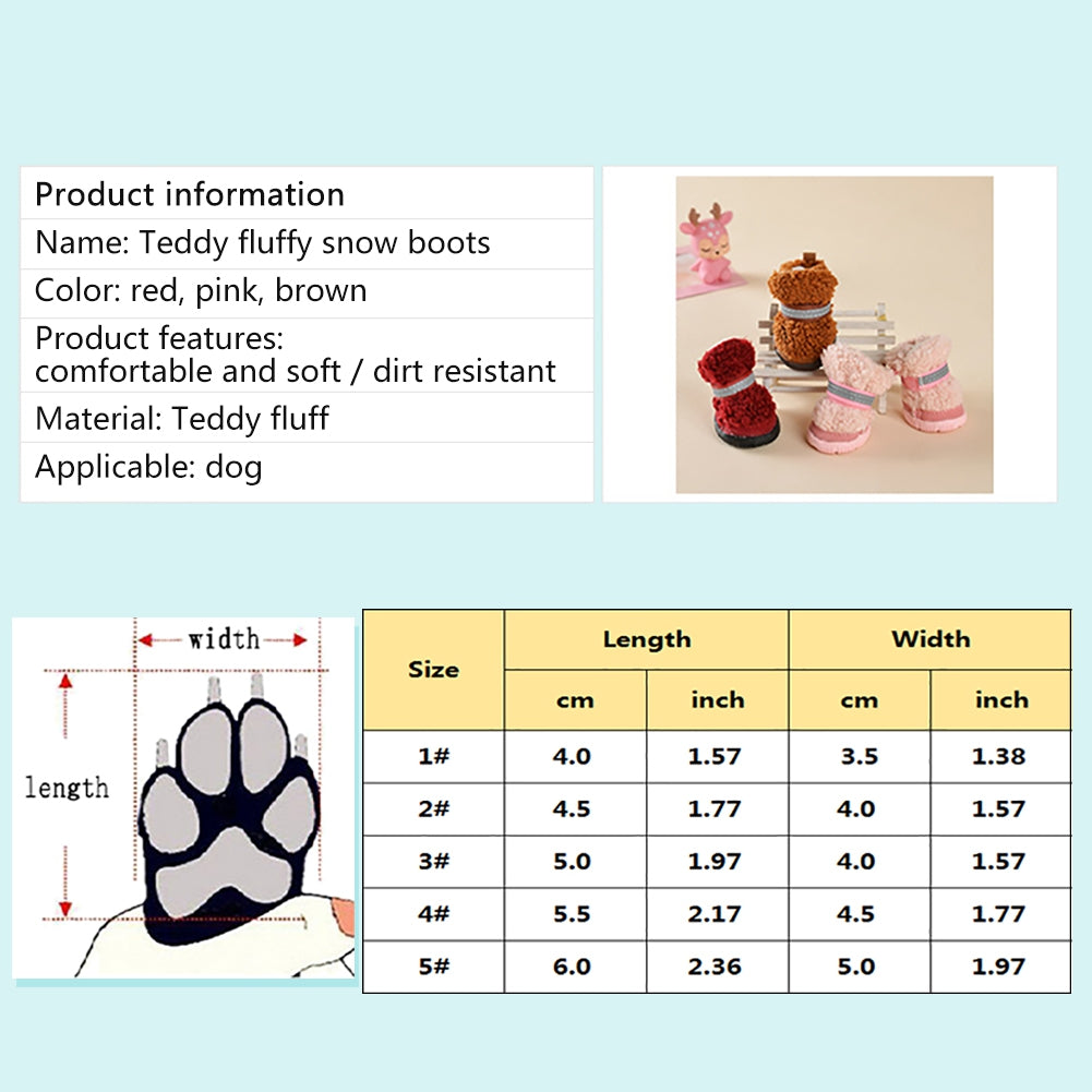 4pcs Waterproof Winter Dog Boots Socks Anti-slip