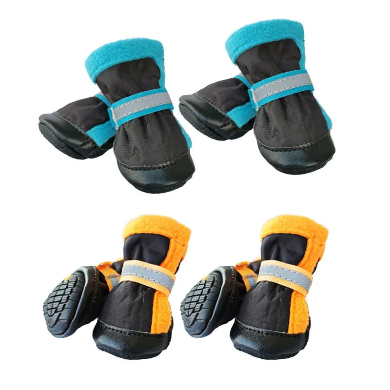 4pcs Dog Boots Pet Antiskid Shoes Winter Warm Waterproof
