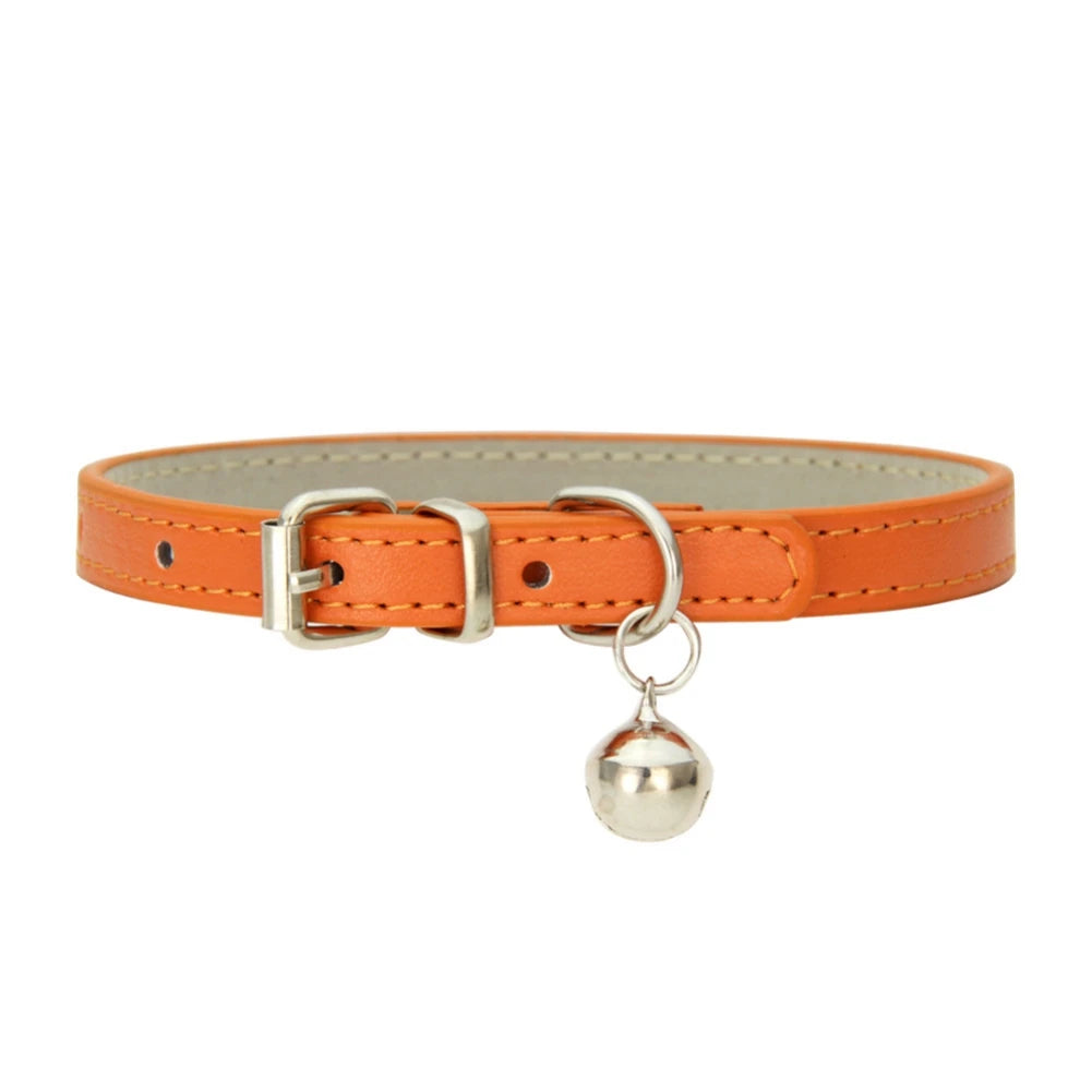 Personalized Cat Collar With Bell Adjustable Leather Necklace