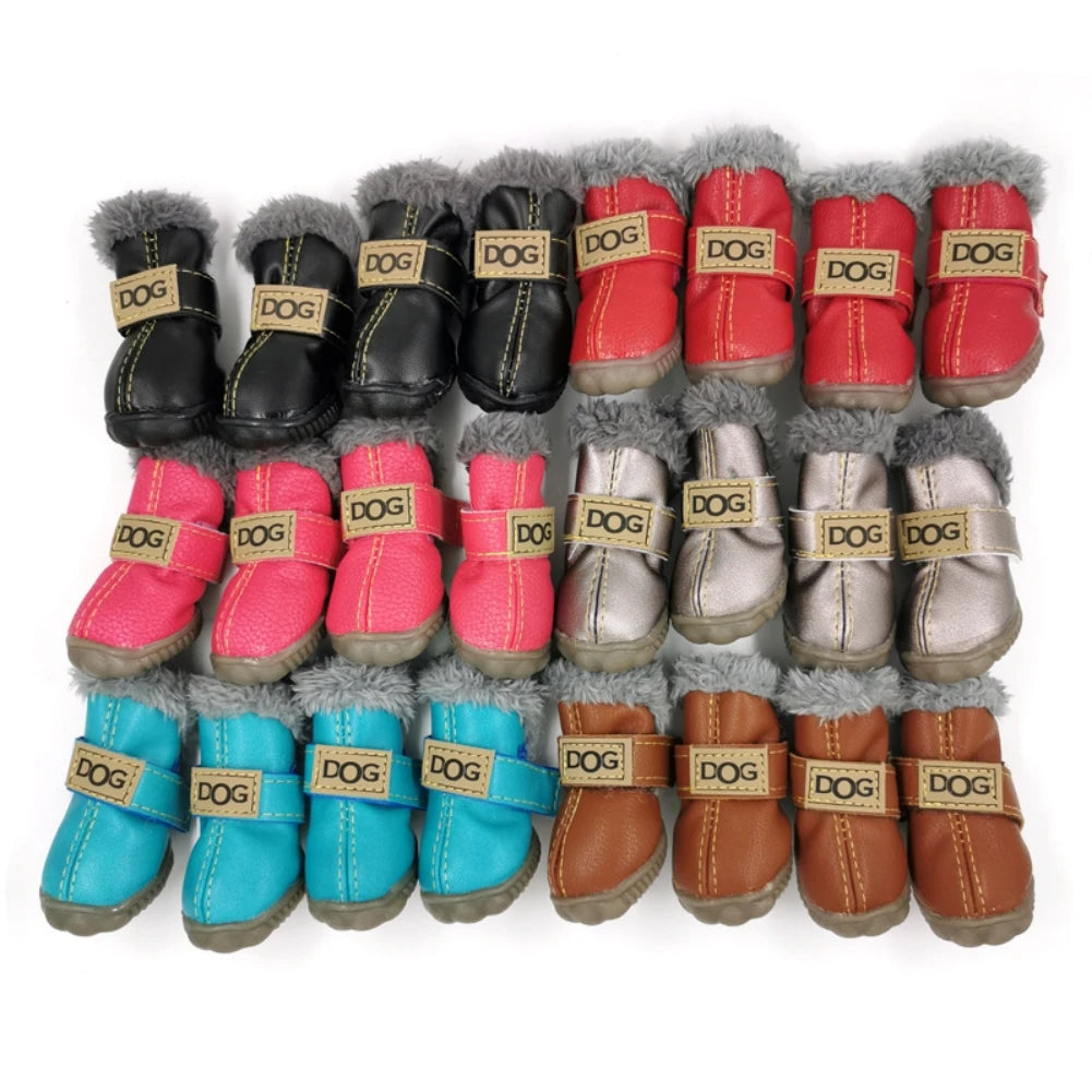 4Pcs/Set Winter Pet Dog Shoes Waterproof Shoes