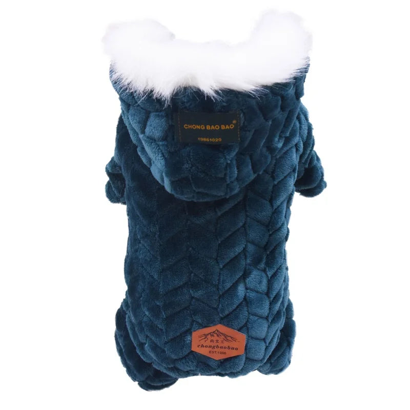 Winter Warm Pet Clothes Corduroy Fleece Four Legs Jumpsuit