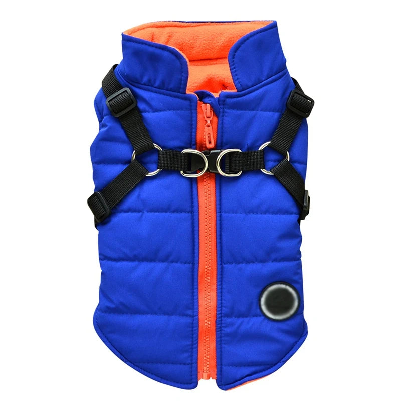 2 In 1 Dog Clothes With Harness Winter Warm Dog Jacket
