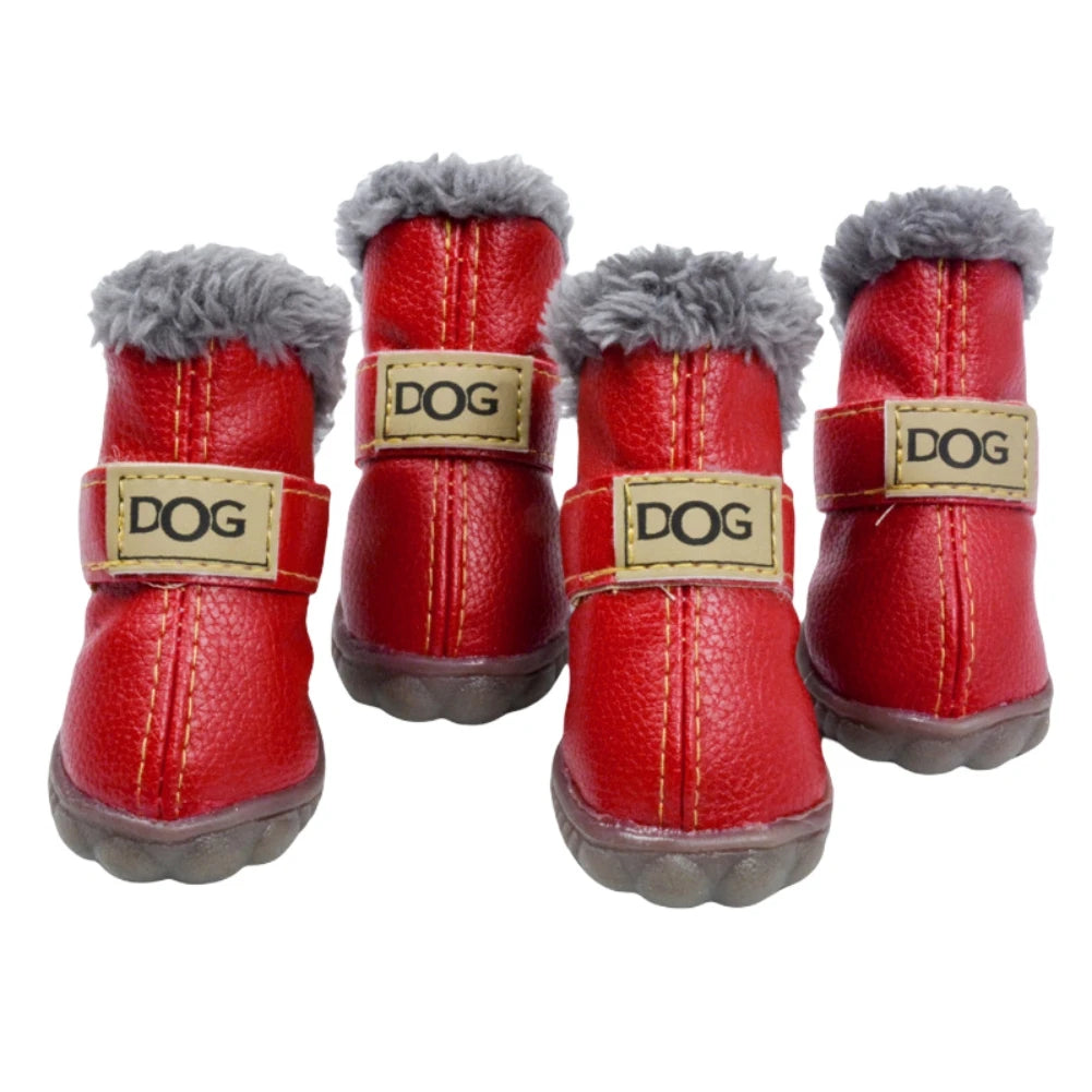 4Pcs/Set Winter Pet Dog Shoes Waterproof Shoes