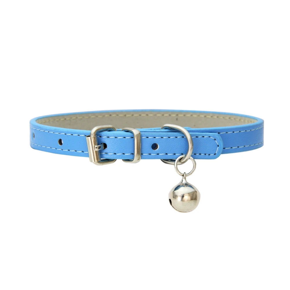 Personalized Cat Collar With Bell Adjustable Leather Necklace