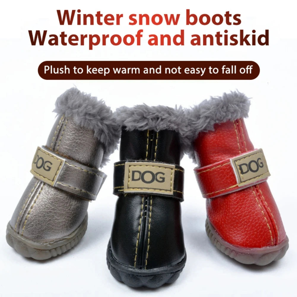4Pcs/Set Winter Pet Dog Shoes Waterproof Shoes