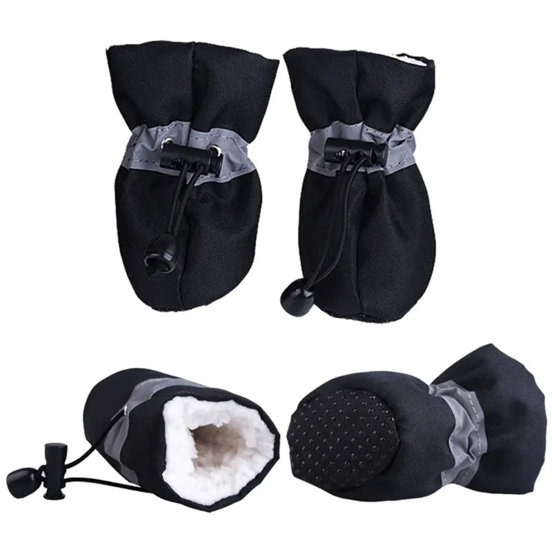 Winter Warm Pet Dog Shoes 4pcs/set Waterproof Antiskid Shoes