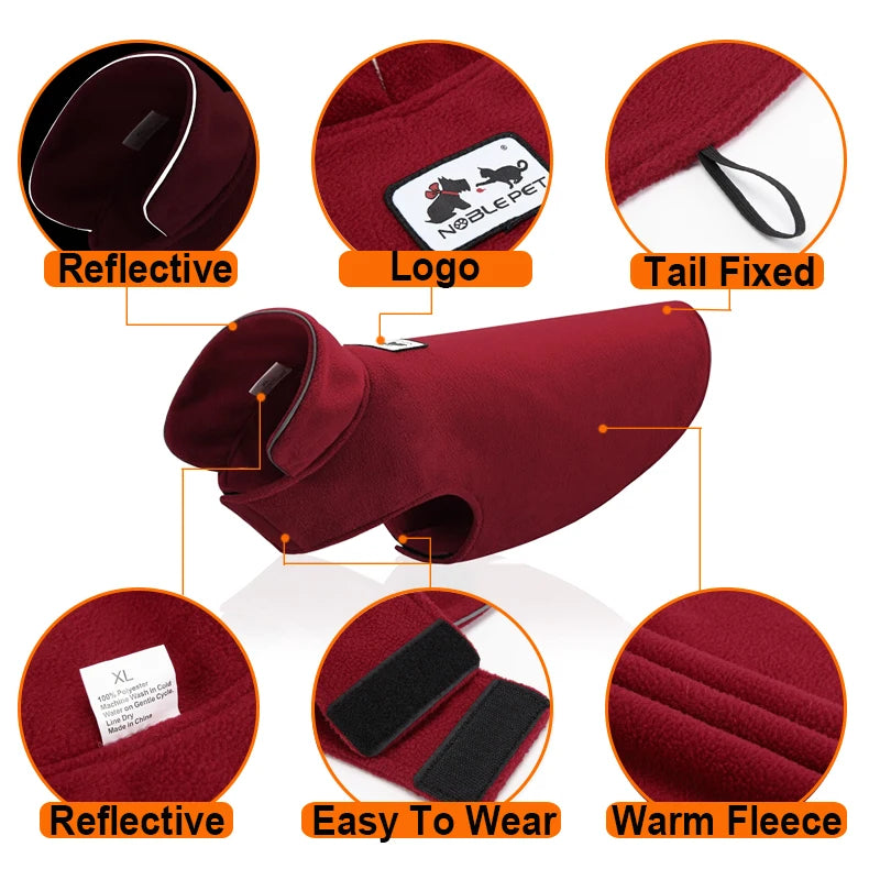 Reflective Dog Coats Soft Fleece Jacket Winter Warm