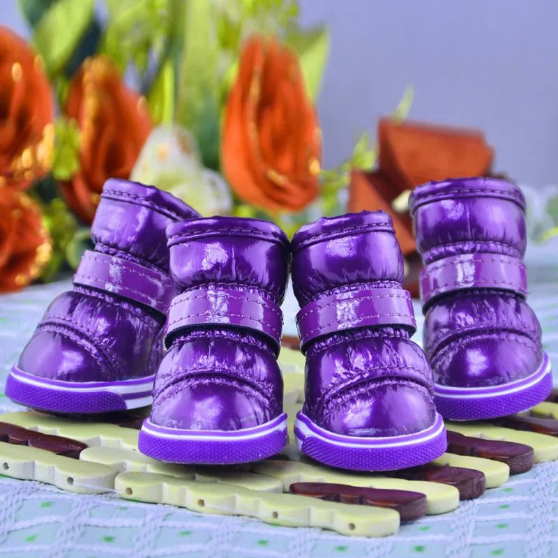 4 Pcs/Sets Winter Dog Shoes Warm Waterproof Snow Boots