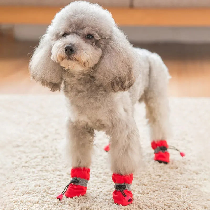 Winter Warm Pet Dog Shoes 4pcs/set Waterproof Antiskid Shoes