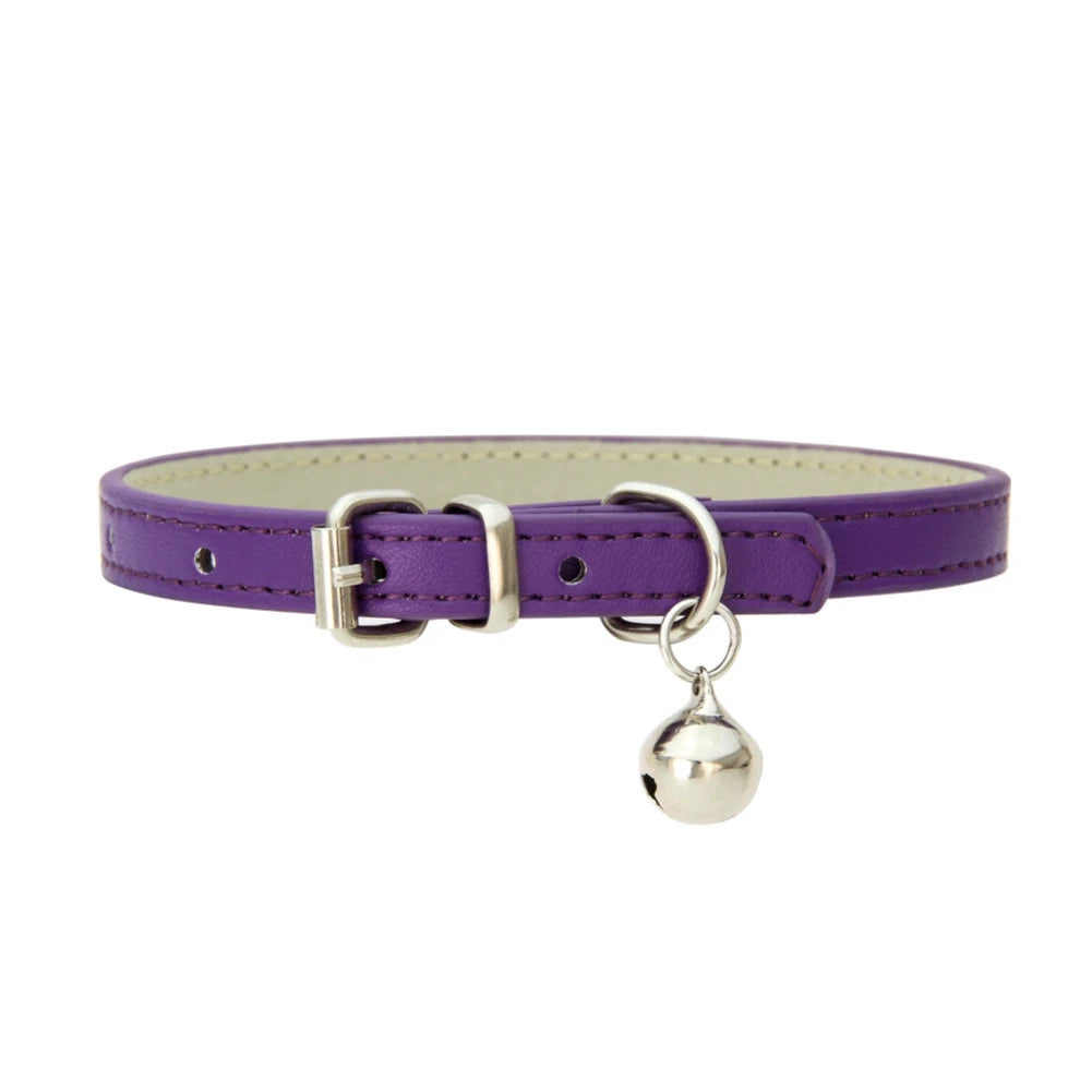 Personalized Cat Collar With Bell Adjustable Leather Necklace