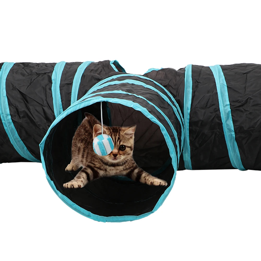 Pet Cat Tunnel Kitten Toys 3 Holes Tunnel