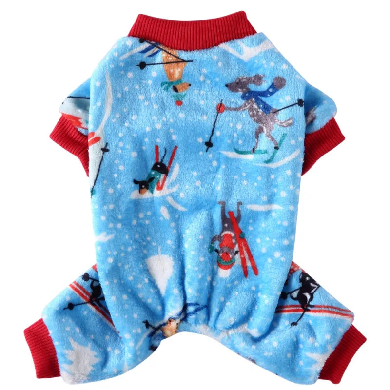 Dog Pajamas Winter Clothes Dot Print Warm Jumpsuits Coat