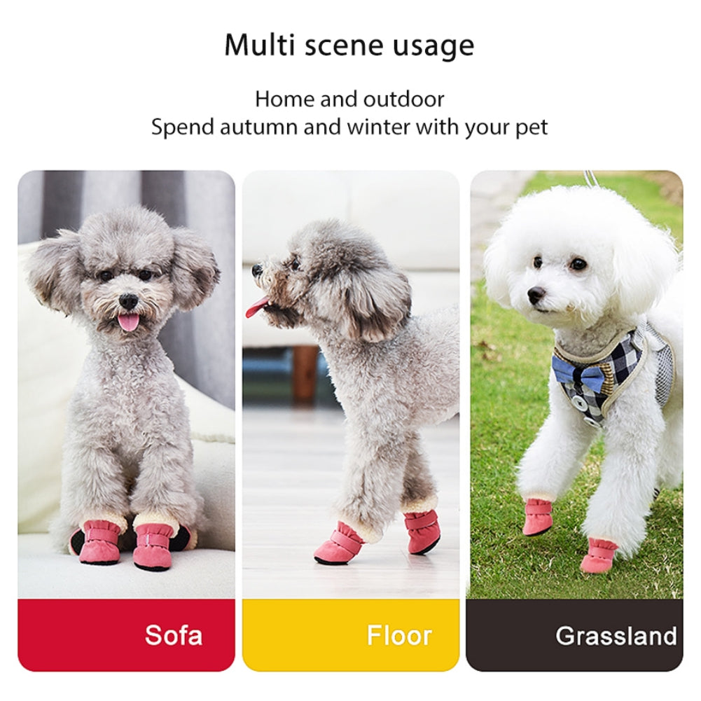 4pcs/set Super Warm Pet Shoes Boots Winter Non-slip
