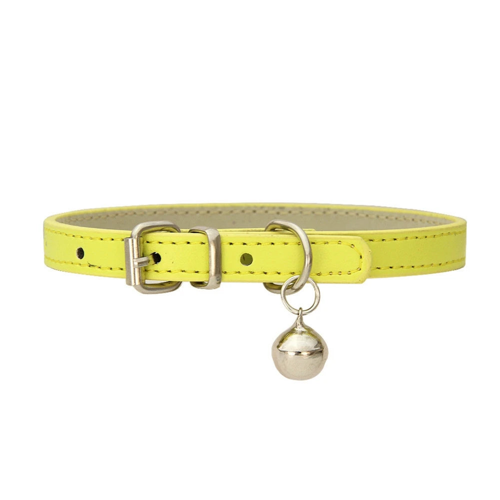 Personalized Cat Collar With Bell Adjustable Leather Necklace