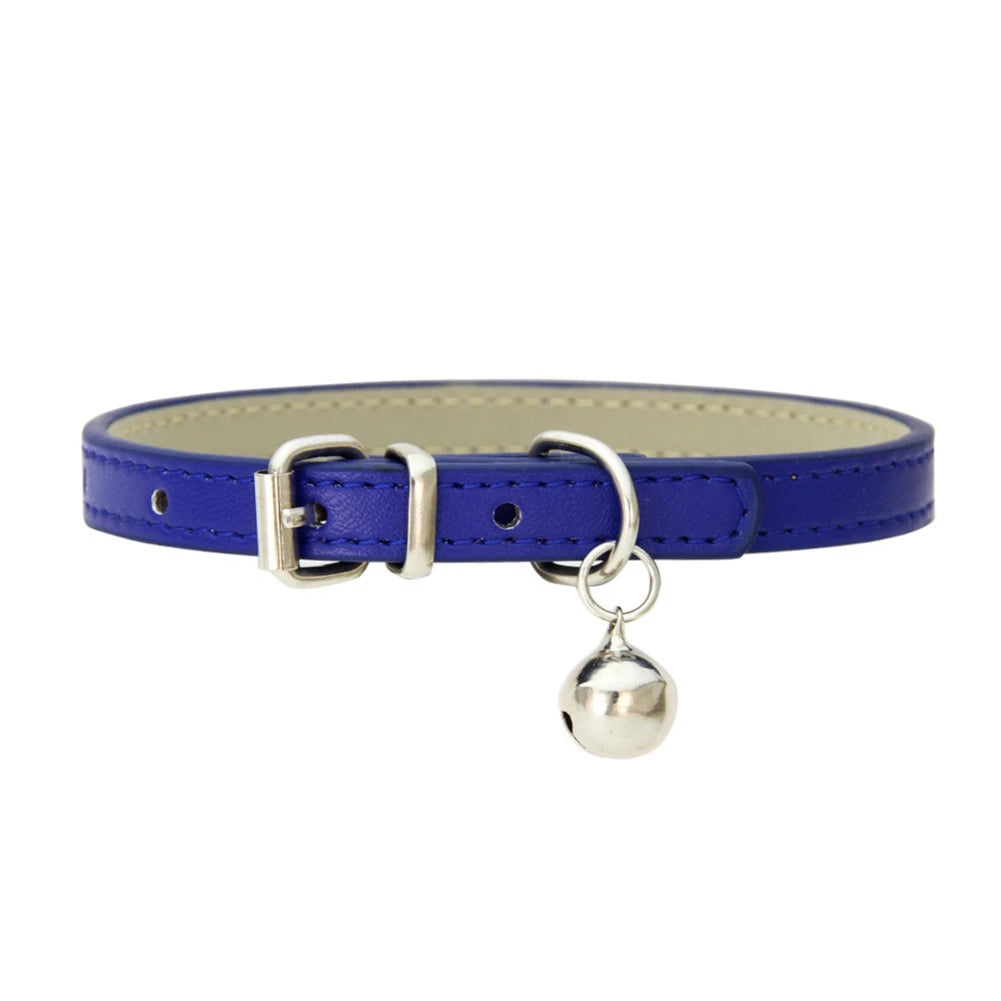 Personalized Cat Collar With Bell Adjustable Leather Necklace