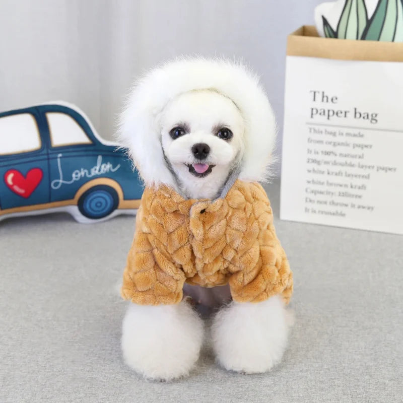 Winter Warm Pet Clothes Corduroy Fleece Four Legs Jumpsuit