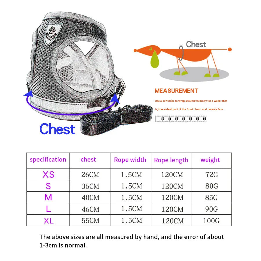 Reflective Harness with Leash Adjustable Pet Harnesses Vest