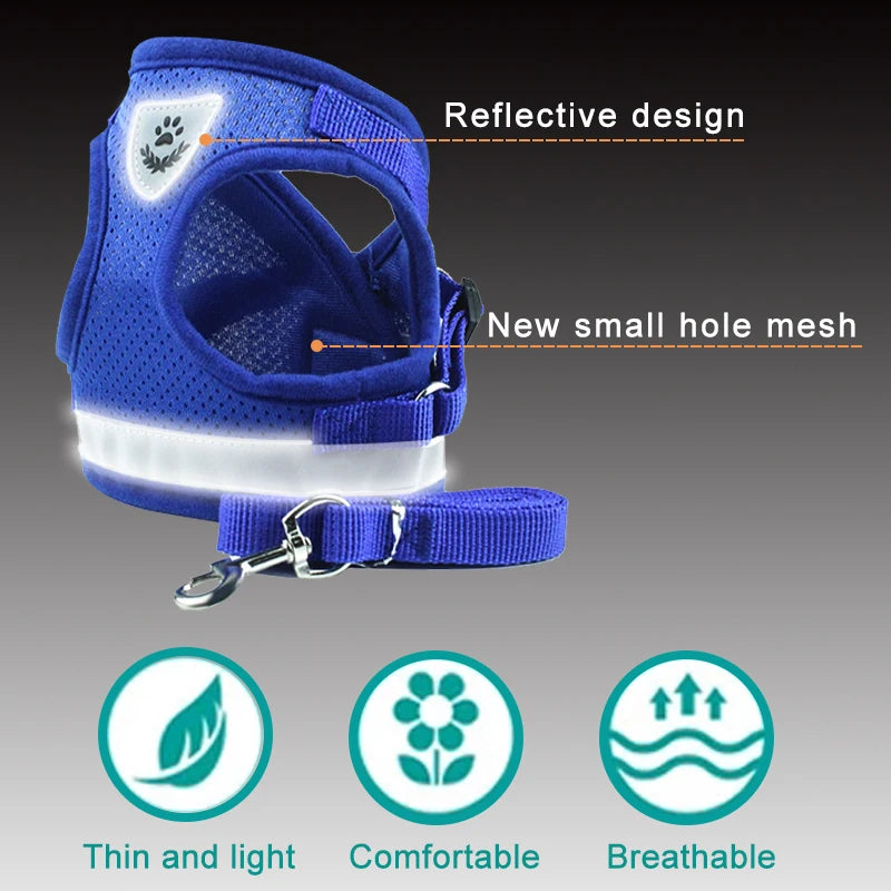 Reflective Harness with Leash Adjustable Pet Harnesses Vest
