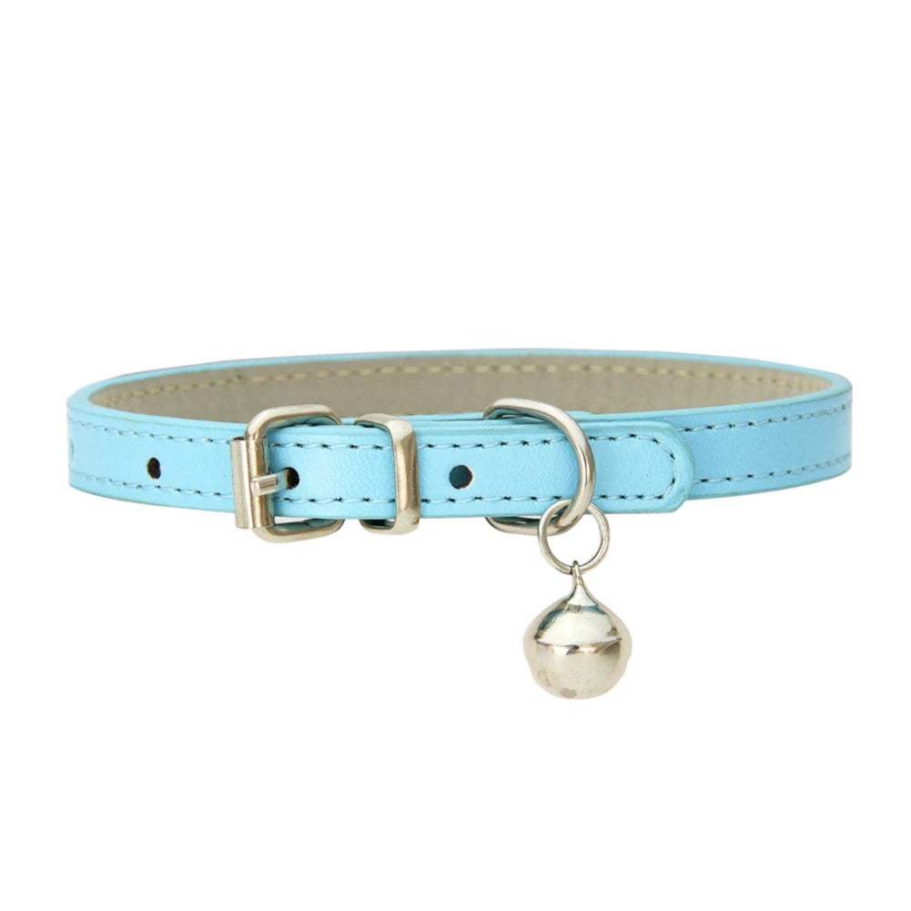 Personalized Cat Collar With Bell Adjustable Leather Necklace