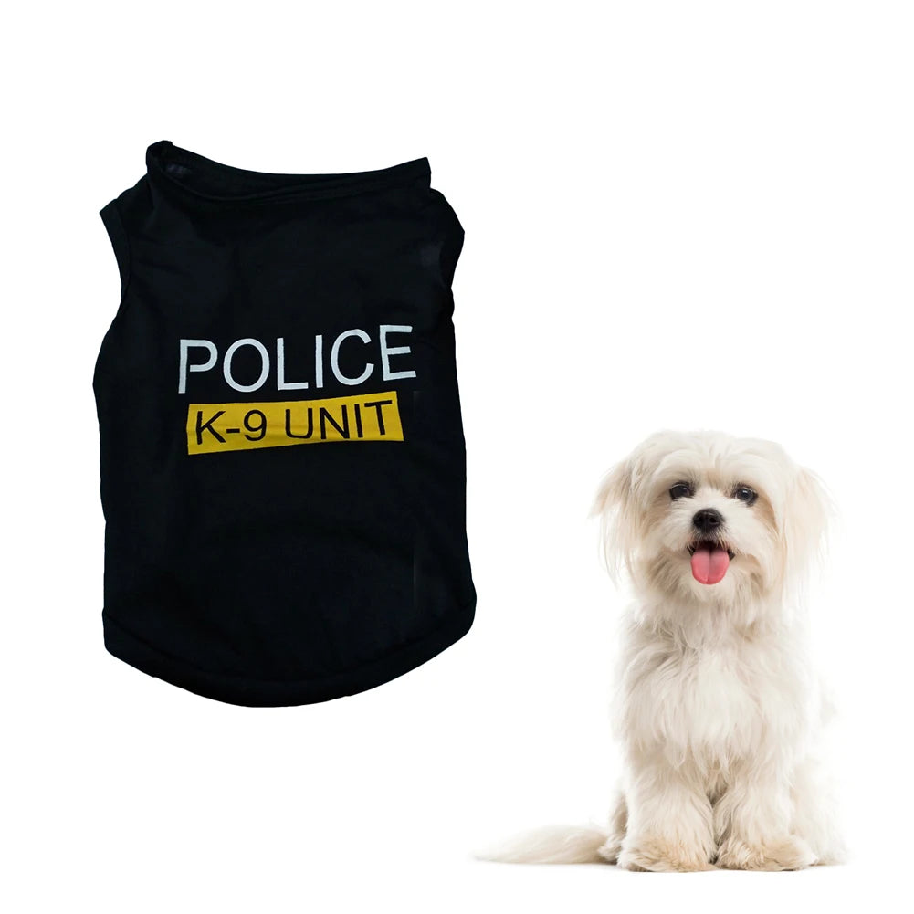 Police Suit Cosplay Dog Clothes Black Elastic Vest