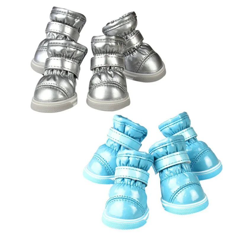 4Pcs/set Winter Dog Shoes For Small Dogs Waterproof Snow Boots