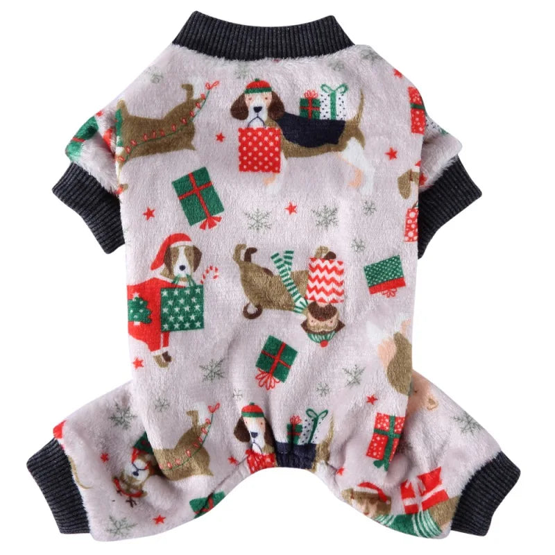 Dog Pajamas Winter Clothes Dot Print Warm Jumpsuits Coat