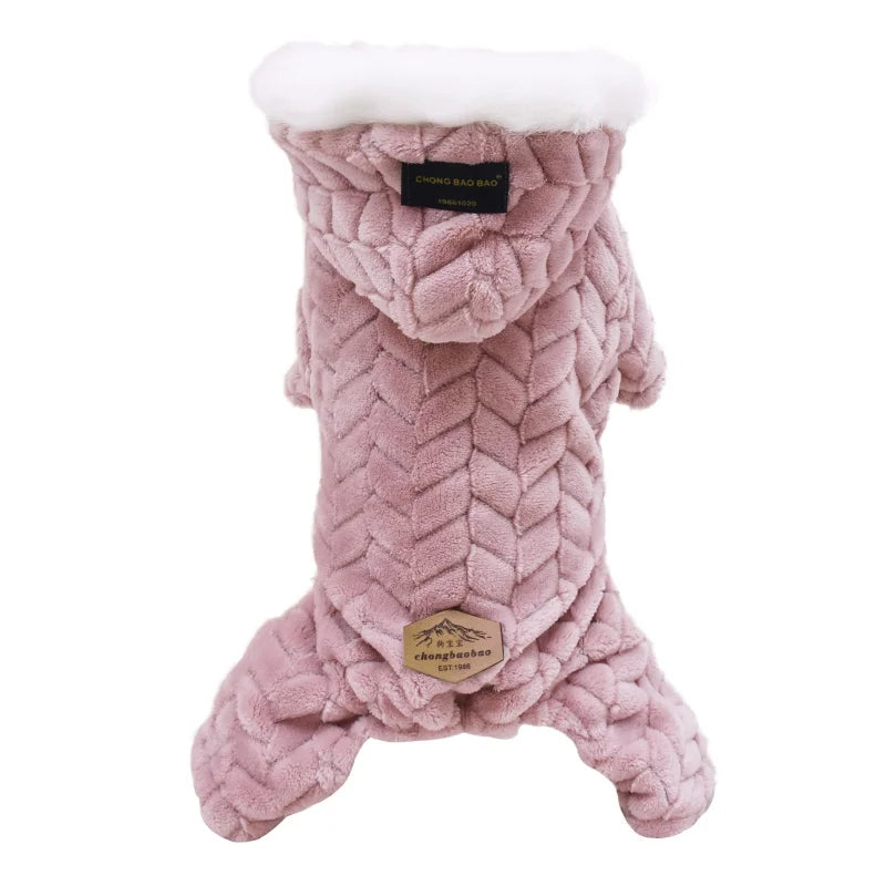 Winter Warm Pet Clothes Corduroy Fleece Four Legs Jumpsuit