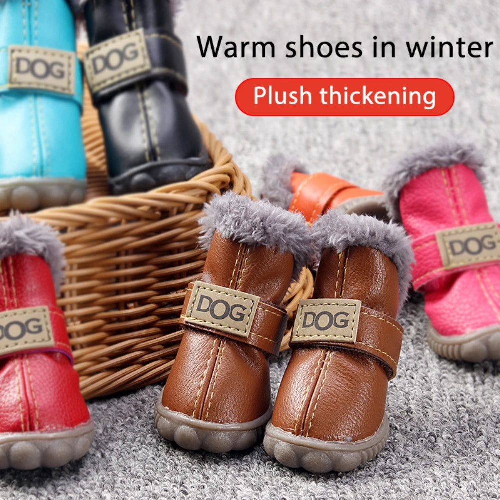 4Pcs/Set Winter Pet Dog Shoes Waterproof Shoes
