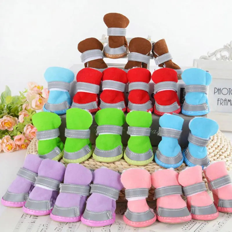 4pcs/set Anti Skid Rain Snow Boots Winter Reflective shoe
