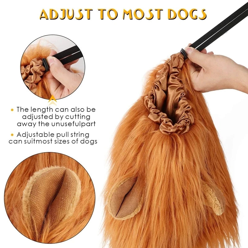Cute Lion Mane Dog Wig Pet Cosplay Clothes With Tail for Dogs