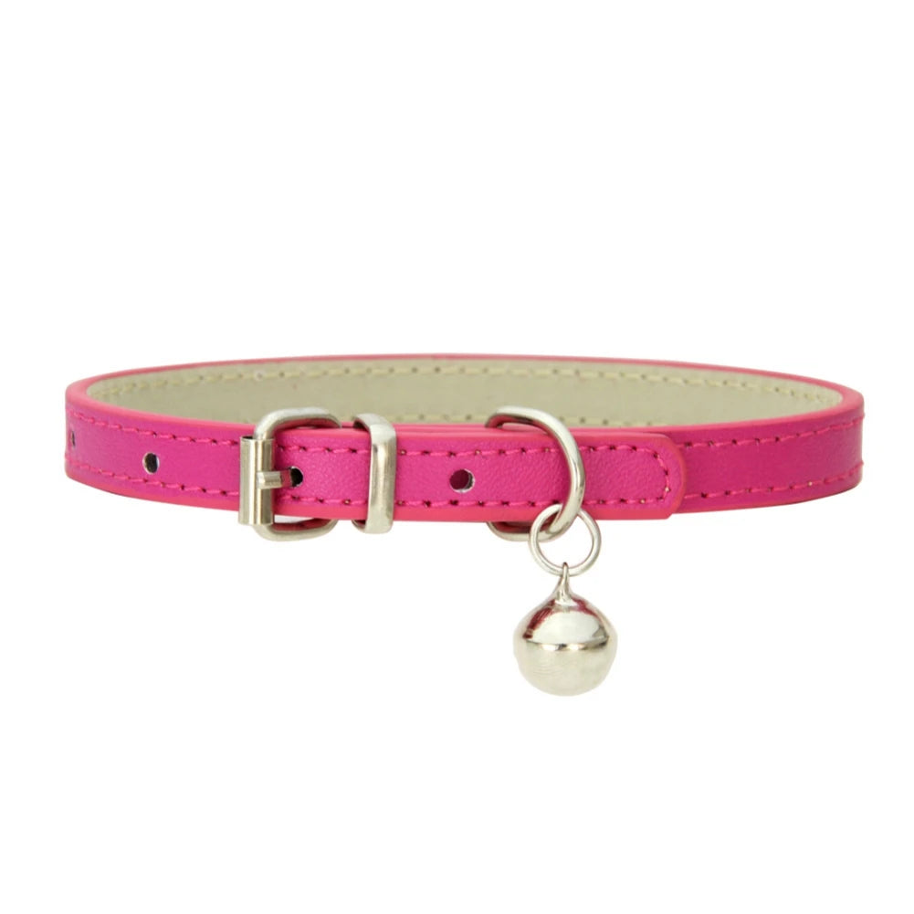 Personalized Cat Collar With Bell Adjustable Leather Necklace