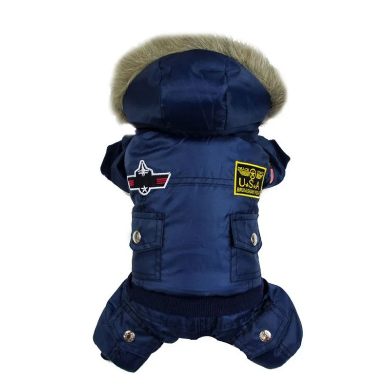Winter Warm Dog Fleece Coat Pet Hooded Jumpsuit