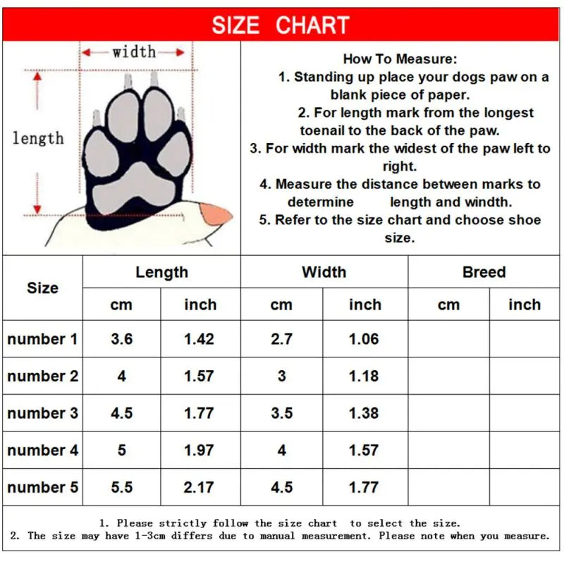 4pcs/set Waterproof Winter Canvas Pet Dog Shoes Anti-slip