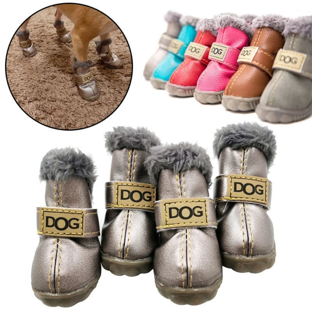 4Pcs/Set Winter Pet Dog Shoes Waterproof Shoes